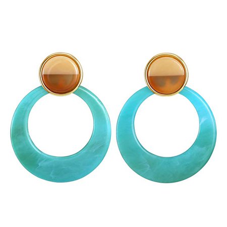 acrylic Drop Earrings, Bohemia Round Circle Dangle Earrings Jewelry, Turquoise: Clothing