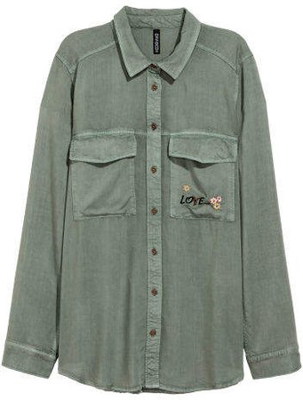Shirt with Embroidery - Green