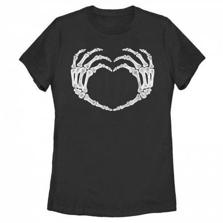 Lost Gods Womens - Halloween Skeleton Heart Hands T Shirt