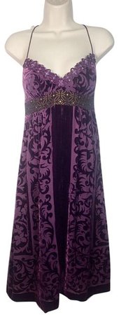 Nicole Miller | Purple Velvet Brocade Mid-Length Cocktail Dress Size 4