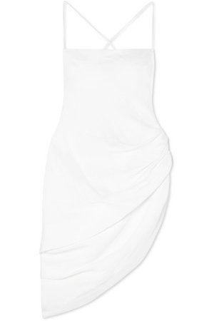Jacquemus | Open-back gathered linen-blend mini dress | NET-A-PORTER.COM