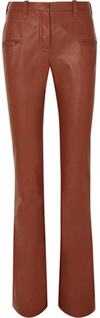 Serge Leather Flared Pants - Brown