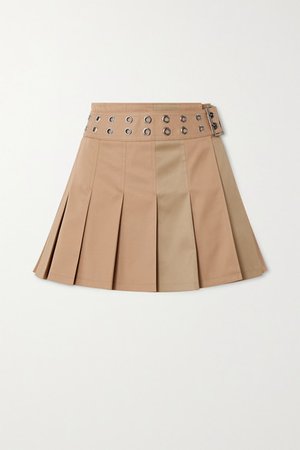 Junya Watanabe | Belted pleated two-tone gabardine mini skirt | NET-A-PORTER.COM