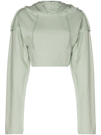 Green Danielle Guizio cropped fitted-style hoodie DGF20H752 - Farfetch