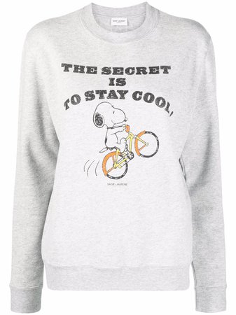 Saint Laurent Snoopy slogan-print sweatshirt - FARFETCH