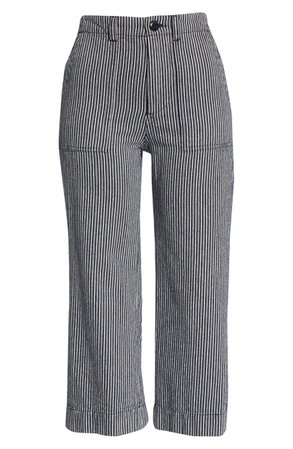 THE GREAT. The General Stripe Crop Wide Leg Pants | Nordstrom