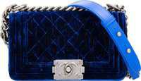 Chanel Blue Quilted Velvet Small Boy Bag. Excellent Condition. 8" | Lot #58004 | Heritage Auctions