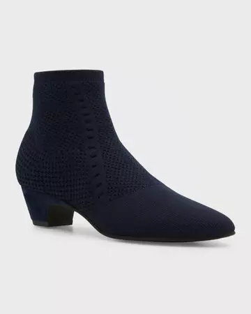 Eileen Fisher Purl Stretch-Knit Fabric Booties | Neiman Marcus