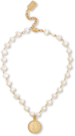 Freshwater Pearl Station Medallion Necklace