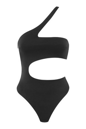 Clothing : Bodysuits : 'Jacinta' Black Cut Out Bodysuit