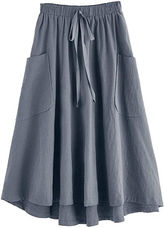 SweatyRocks Women's Casual High Waist Pleated A-Line Midi Skirt with Pocket at Amazon Women’s Clothing store