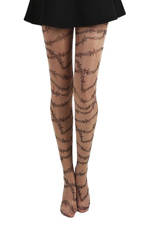 Barbed Wire Tattoo Black Gothic Tights | Gothic Accessories