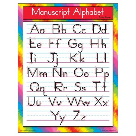 Manuscript Alphabet Zaner-Bloser Learning Chart, 17" x 22" - Walmart.com