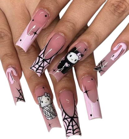 hello kitty halloween nails (@mochi-items)