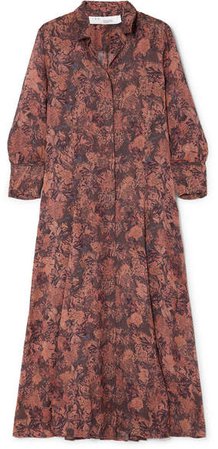 Maddie Printed Chiffon Robe And Mini Dress - Brown