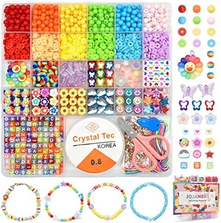 Amazon.com: 2440 Pcs Rainbow Beads Kit, Flat Heishi Beads, Flower Polymer Clay Beads for Bracelets Making, Colorful Cute Butterfly Beads, DIY Necklace Phone Chain Jewelry- Crafts Kit for Adults and Kids : Arts, Crafts & Sewing