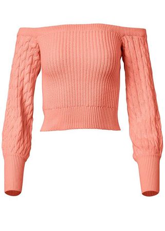 Off-The-Shoulder Sweater in Coral | VENUS