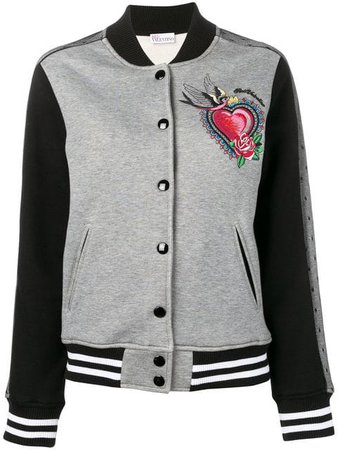 Red Valentino embroidered heart motif bomber jacket