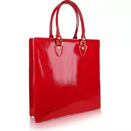 L.A.P.A. Handbags Ruby Red Patent Leather Tote Bag