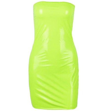 *clipped by @luci-her* Strapless PU Leather High Waist Dresses Neon Green 2019 Summer Women Fashion Slim Bodycon Party Club Sexy Dress From Wei471335045, $10.07 | DHgate.Com