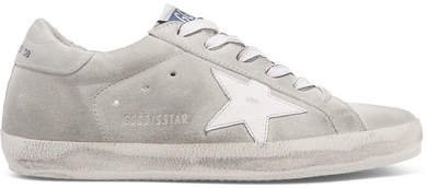Superstar Distressed Suede And Leather Sneakers - Off-white