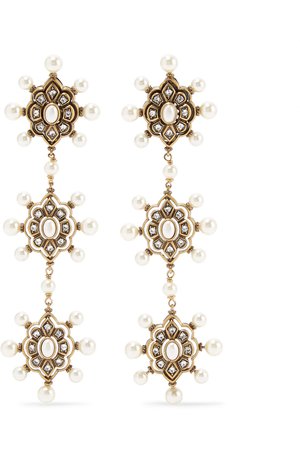 Gucci | Gold-tone faux pearl and crystal earrings | NET-A-PORTER.COM