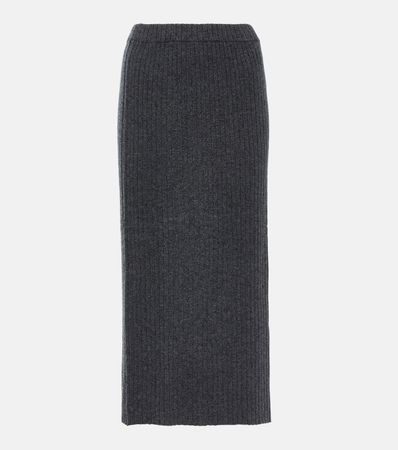 Ribbed Knit Cashmere Midi Skirt in Grey - Jardin Des Orangers | Mytheresa