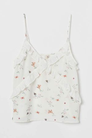 Ruffled Camisole Top - White