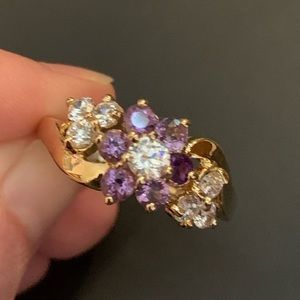 Jewelry | Vintage Lind Cocktail Ring 14k Hge Gold Costume Jewelry Amethyst Colored Ring | Poshmark