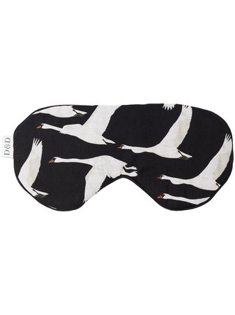 Shop black & white Desmond & Dempsey swan print sleeping eye mask with Express Delivery - Farfetch