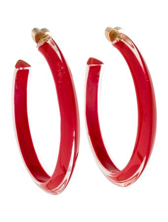 Alison Lou Lucite & Enamel 'Jelly Hoop' Earrings - Red, 14K Yellow Gold-Plated Hoop, Earrings - ALU20985 | The RealReal