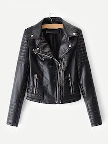 Faux Leather Croc Biker Jacket | SHEIN