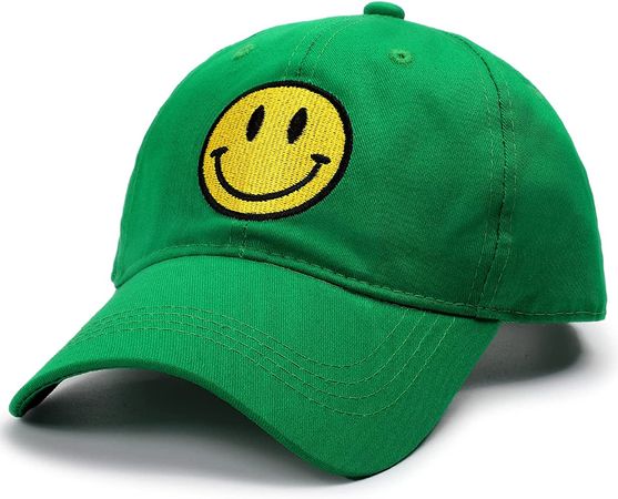 SONMONY Smiley Face Trucker Hat Washed Dad Hat for Men Women Cute Baseball Caps Unstructured Smile Embroidered Hat Green at Amazon Men’s Clothing store