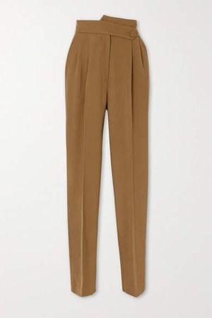 Herve Pleated Wool-twill Tapered Pants - Green