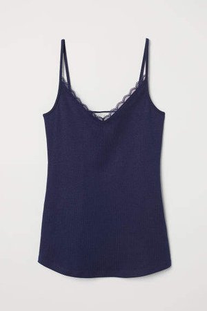 Lace-trimmed Camisole Top - Blue