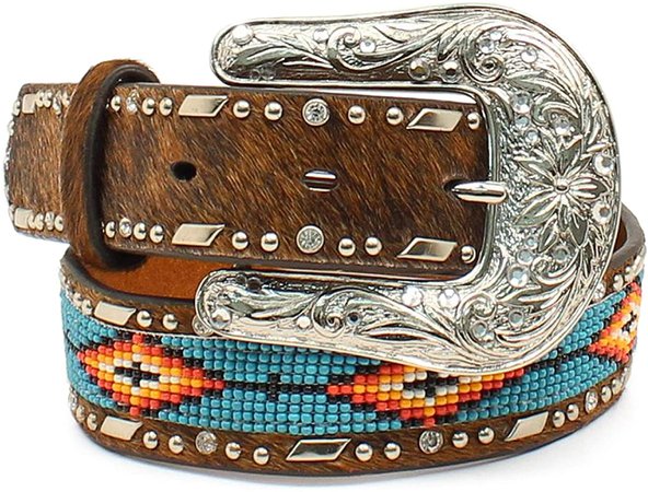 Amazon.com: Ariat Kid's Southwest Beaded Hair-On Belt Brown Size 22: Clothing