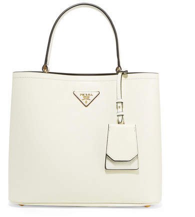 Textured-leather Tote - White
