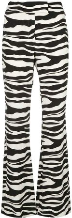 zebra-print flared trousers