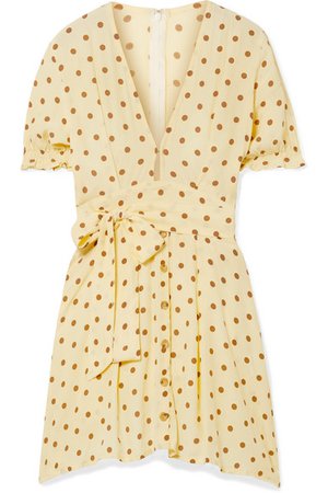 Faithfull The Brand | Vanelli tie-detailed polka-dot crepe mini dress | NET-A-PORTER.COM
