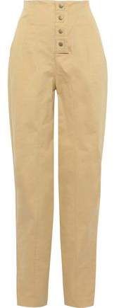 Snap-detailed Cotton-blend Twill Tapered Pants