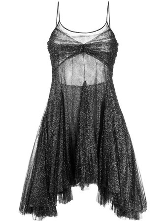 black sheer mesh sparkle dress
