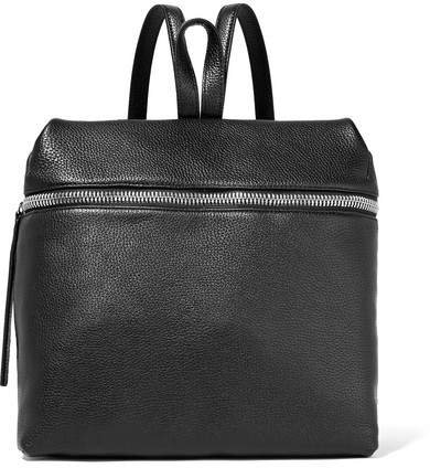 Large Textured-leather Backpack - Black