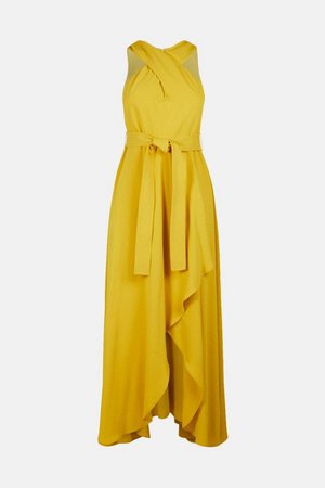 Soft Tailored Cross Neck Short Dress | Karen Millen