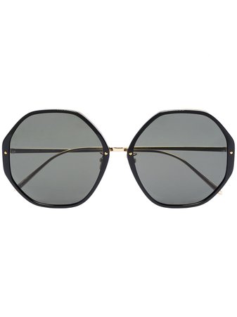 Shop black Linda Farrow Alona 22kt gold-plated sunglasses with Express Delivery - Farfetch