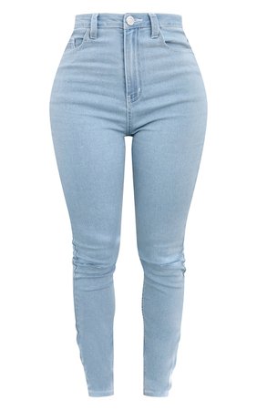 Plt Recycled Shape Light Blue Knee Rip Skinny Jeans | PrettyLittleThing USA