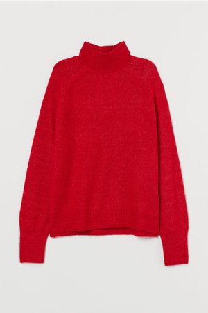 Fine-knit turtleneck jumper - Red - Ladies | H&M GB