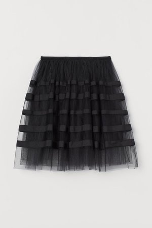 Grosgrain-trimmed Tulle Skirt - Black - Ladies | H&M US