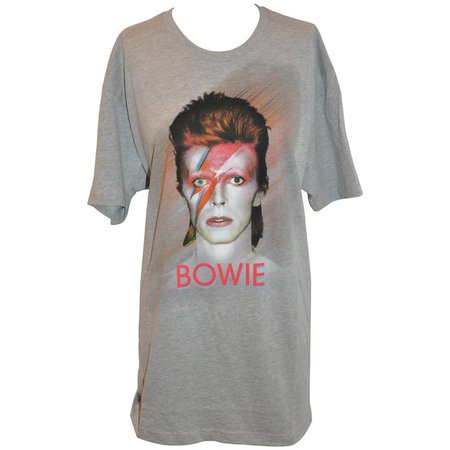 David Bowie "New York City Retrospective Exhibition" "Ziggy" Gray Cotton Tee For Sale at 1stdibs