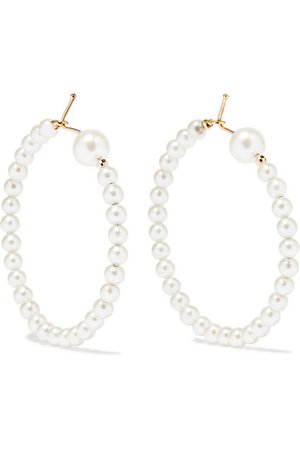 Mizuki | 14-karat gold pearl hoop earrings | NET-A-PORTER.COM