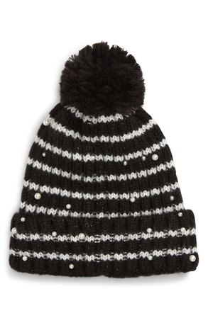 Halogen® x Atlantic-Pacific Pearly Bead Stripe Beanie (Nordstrom Exclusive) | Nordstrom